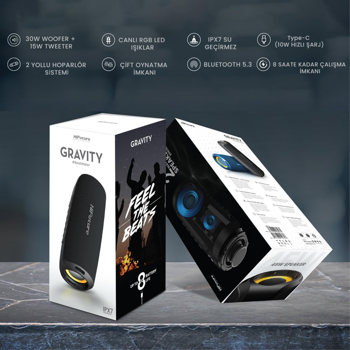Hifuture Gravity 45W Portable Bluetooth Speaker Black