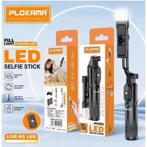 Plokama Live-K5 Led Selfie Stick Tripod With Bluetooth Remote