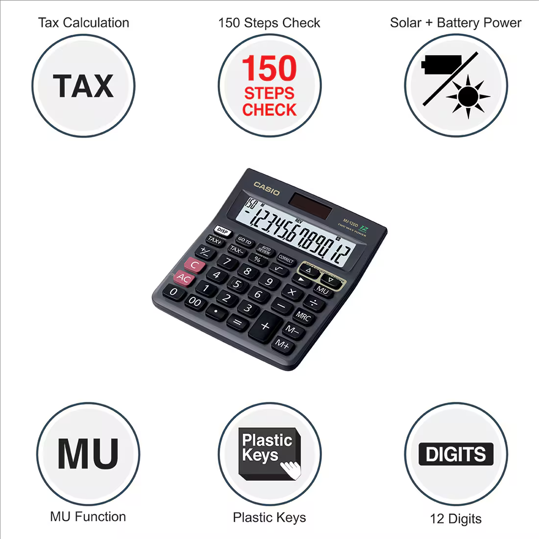 Casio Desktop Calculator Mj-120D Plus-Bk