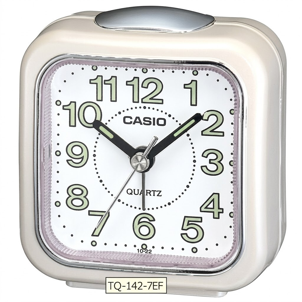 Casio Table Alarm Clock With Light White Tq142-7Df-White