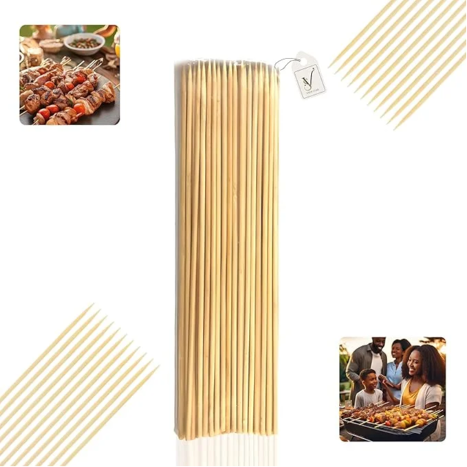 Bbq Bamboo Stick Skewers 40 Pcs