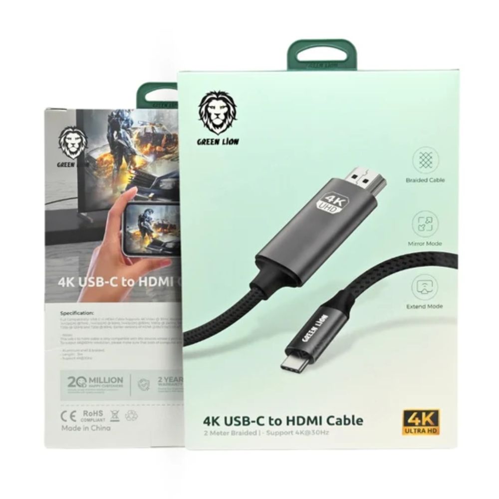 Green Lion 4K Usb-C To Hdmi Cable - Black