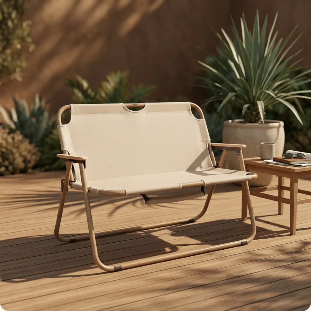 Portable Folding Outdoor Backrest Chair Double