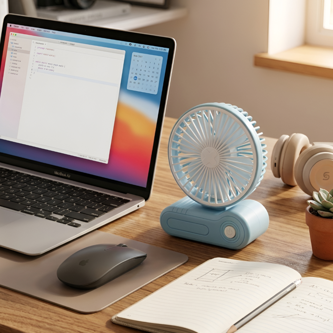 Portable Desk Mini Fan Rechargeable - Blue