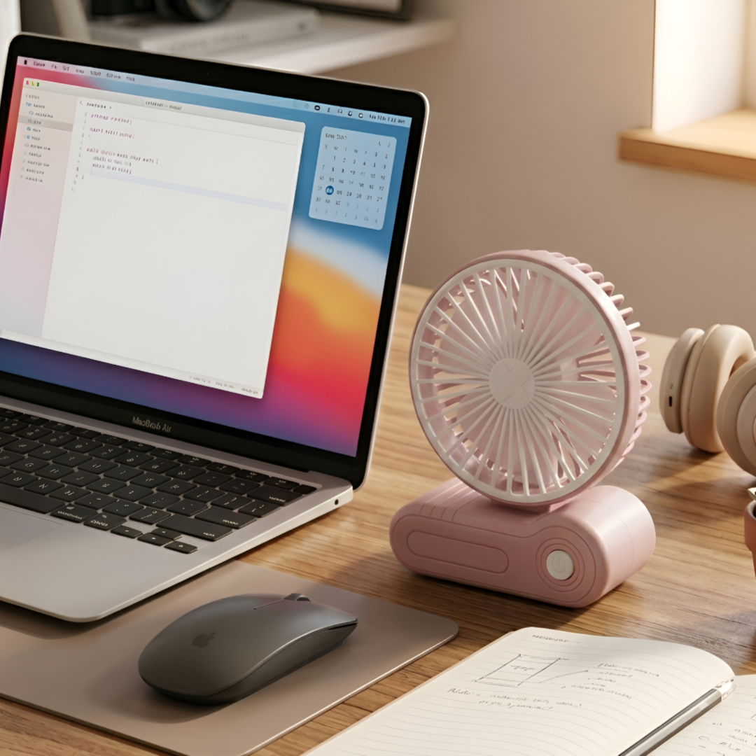 Portable Desk Mini Fan Rechargeable - Pink