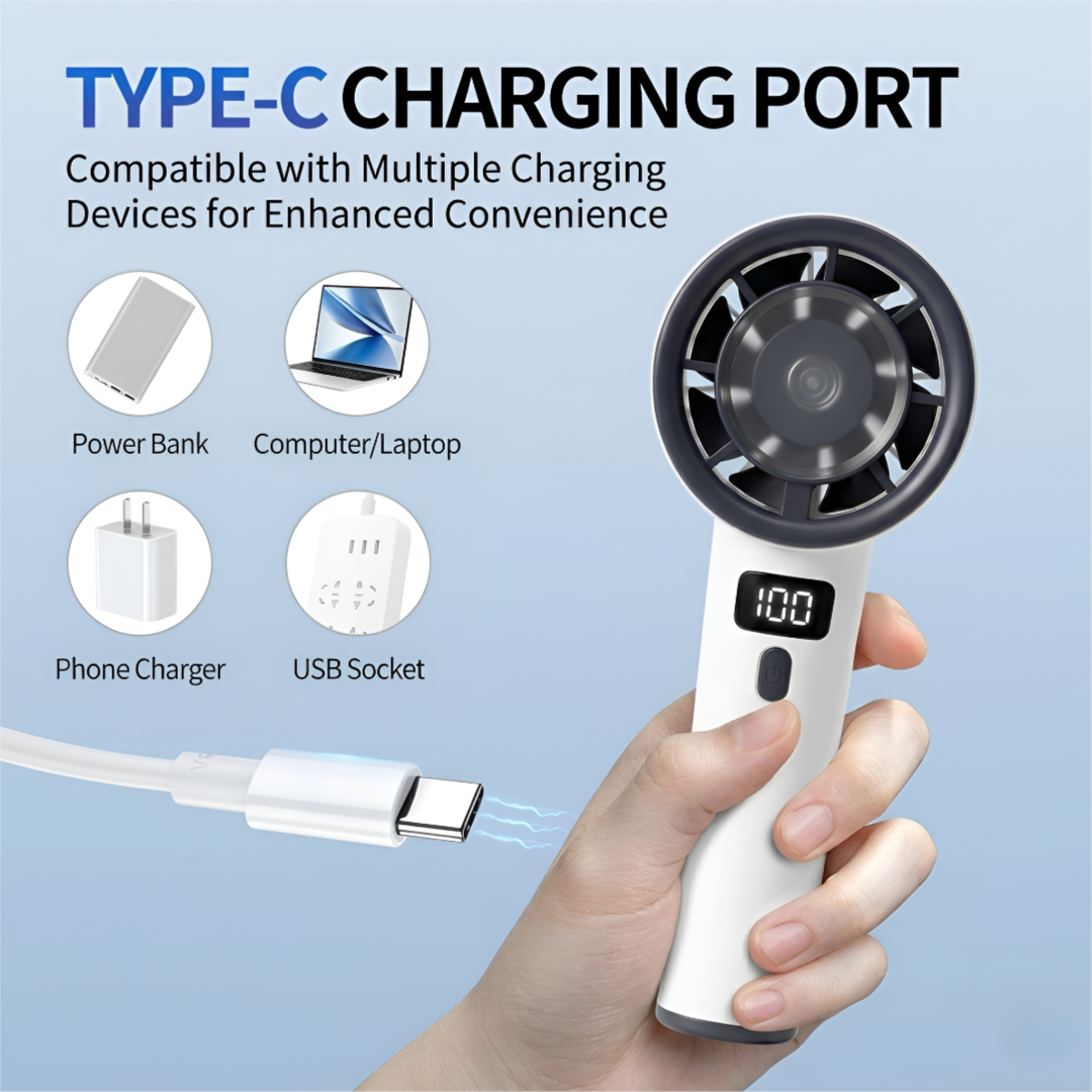 Handheld Digital Display Charging Fan