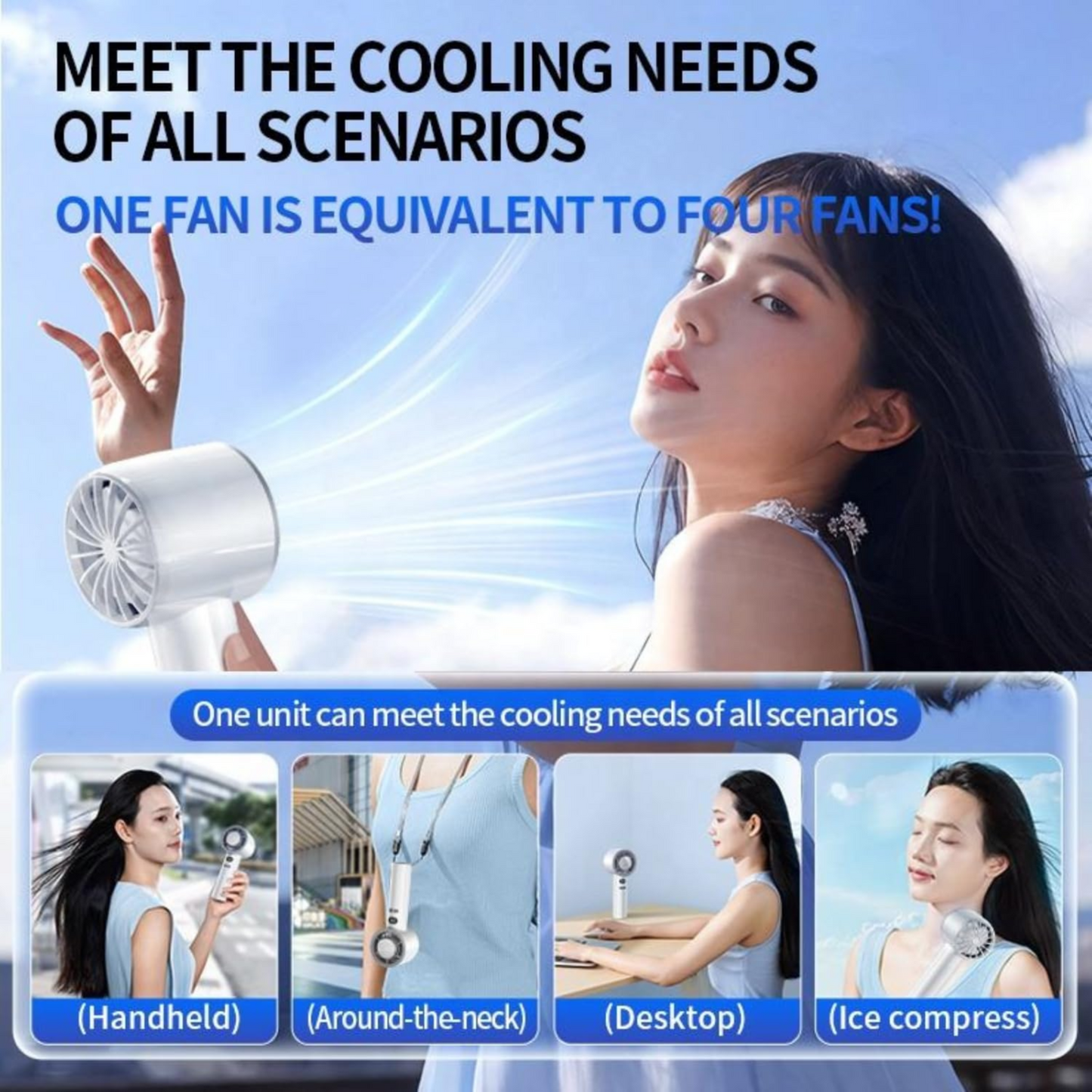 Handheld Digital Display Charging Fan