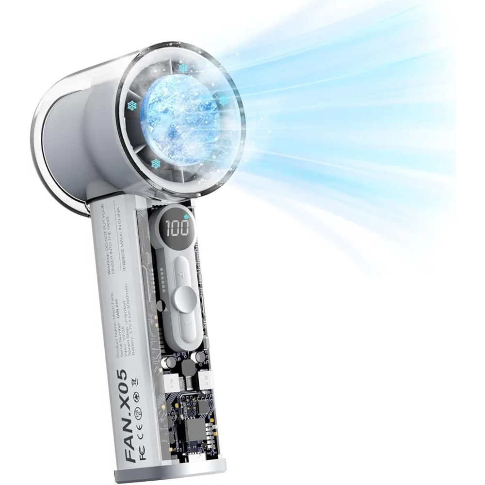 Handheld Digital Display Charging Fan With Light