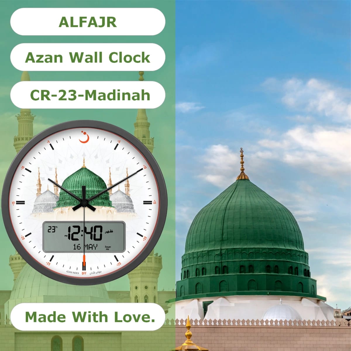 Al-Fajr Azan Clock Ca-23-Makkah - White