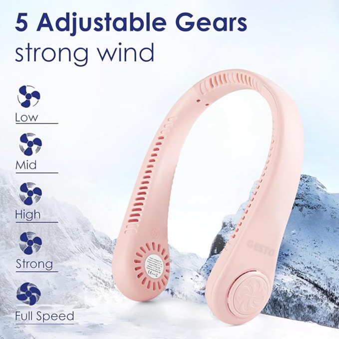 Vaneless Hanging Neck Fan - Pink