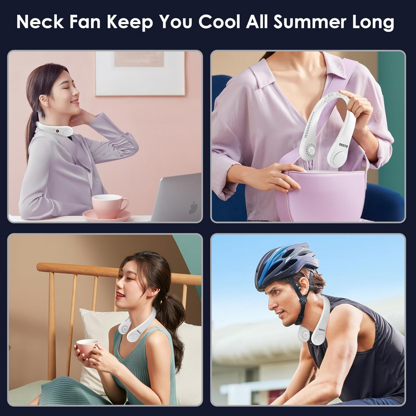 Vaneless Hanging Neck Fan - White