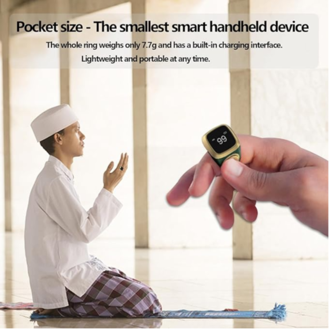 Smart Tasbih Zikr Ring - Green