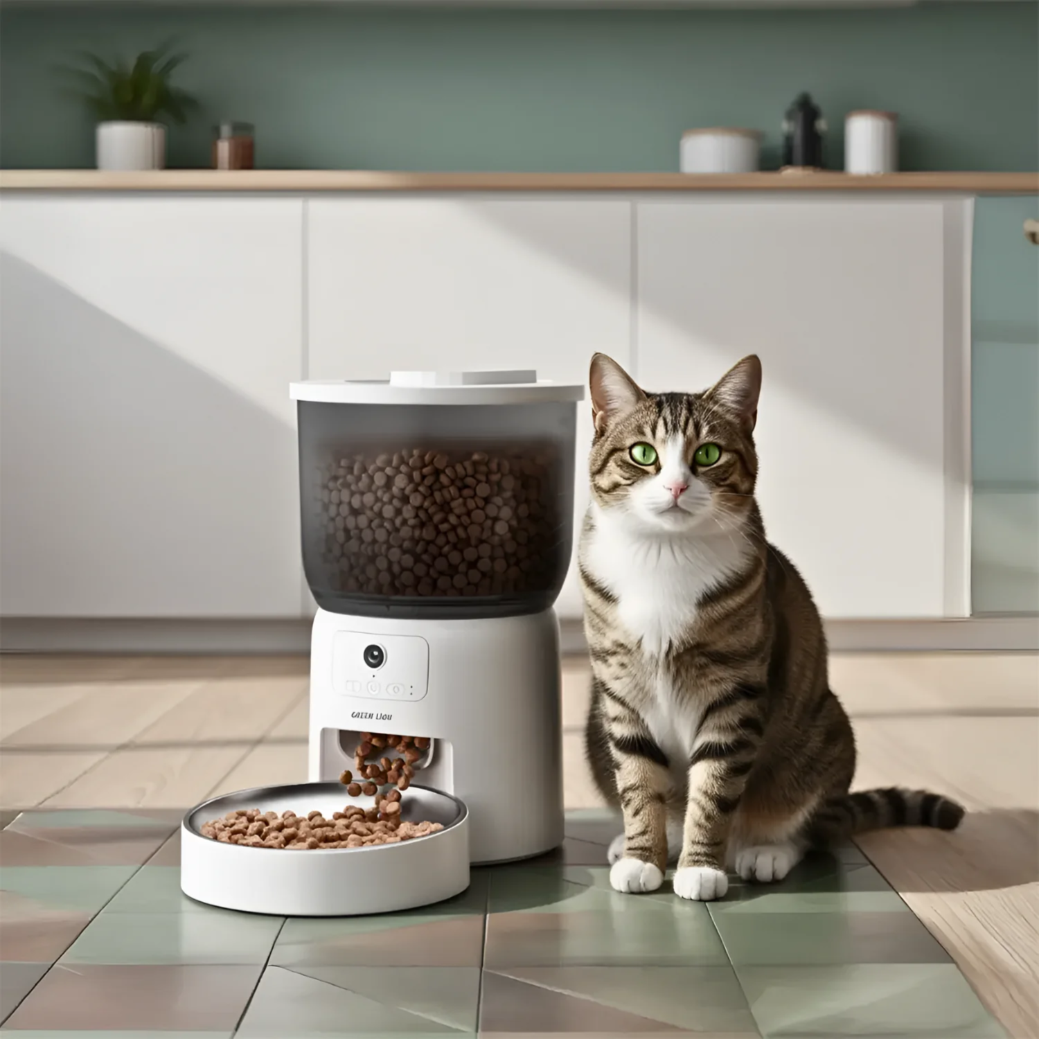 Green Lion Smart Pet Feeder With Stainless Steel Bowl