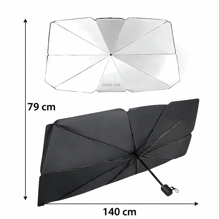 Green Lion Car Windshield Umbrella - Black