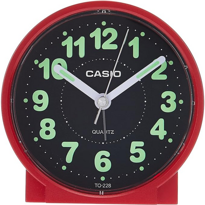 Casio Round Travel Table Top Alarm Clock Tq-228-7Df-White
