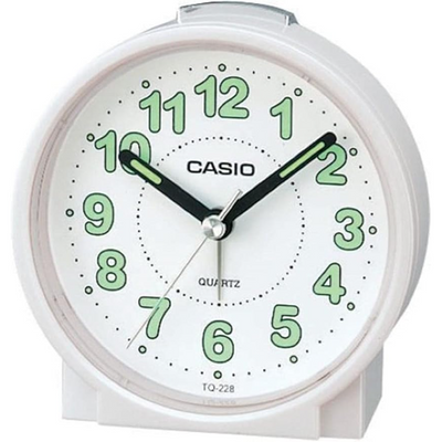 Casio Round Travel Table Top Alarm Clock Tq-228-7Df-White