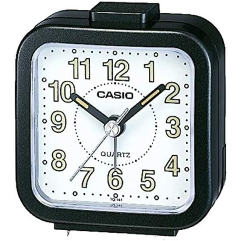 Clock Alarm Table Analog, Silver, Casio Tq-141-8Df - Black