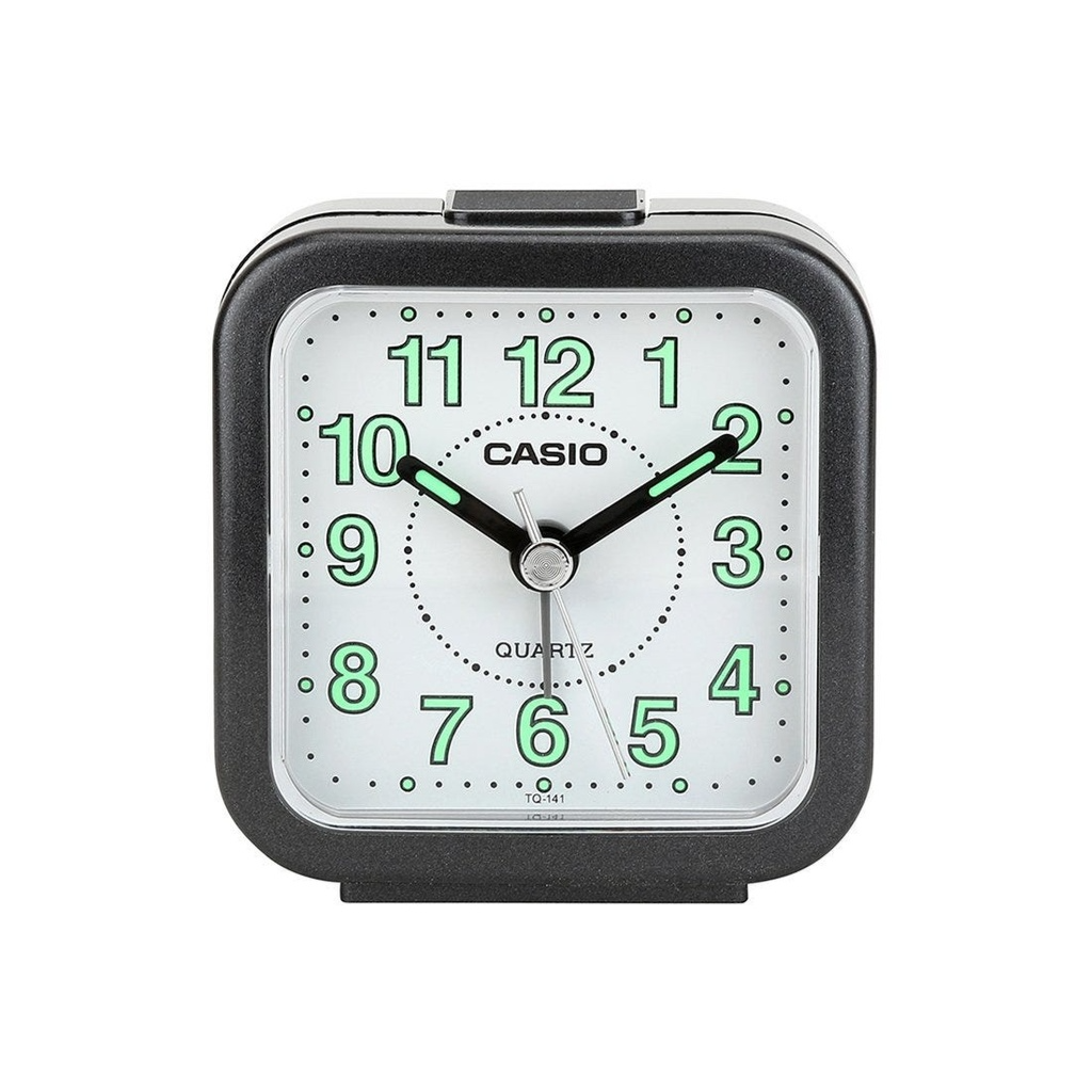 Clock Alarm Table Analog, Silver, Casio Tq-141-8Df - Black