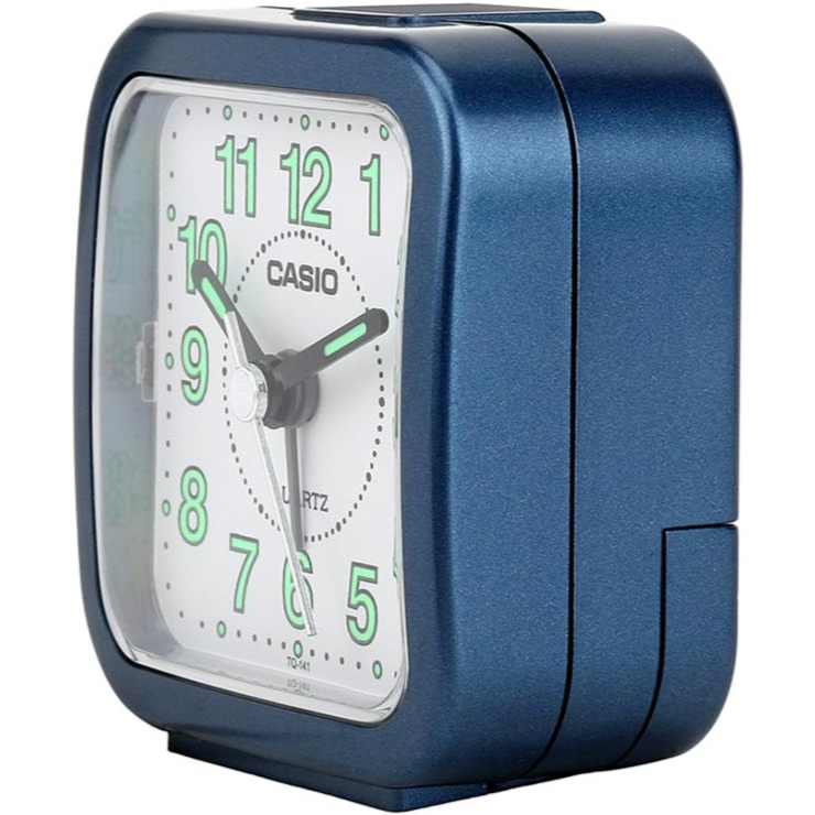 Clock Alarm Table Analog, Silver, Casio Tq-141-8Df - Blue