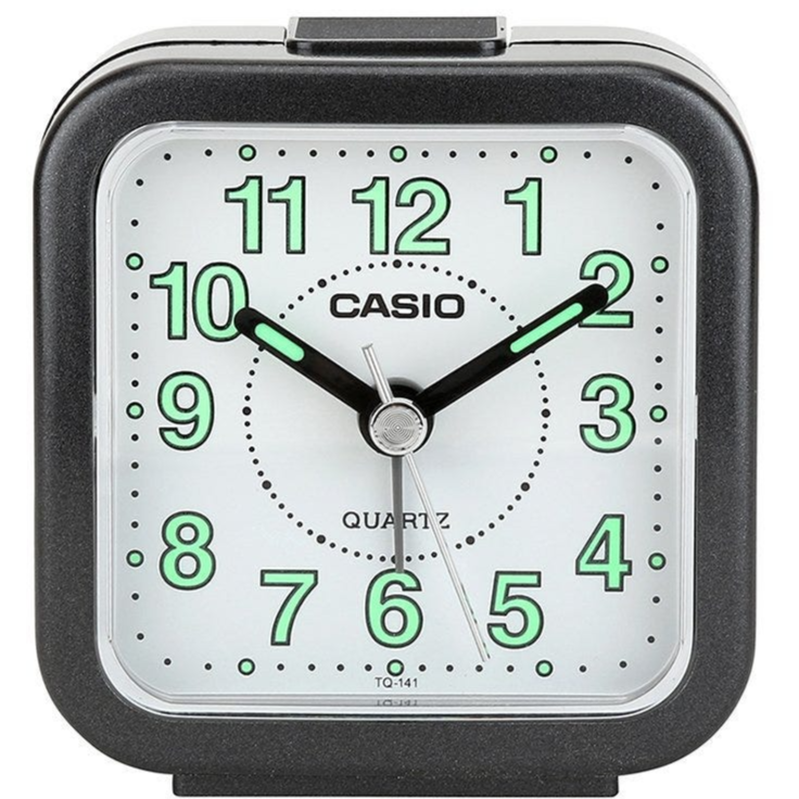 Clock Alarm Table Analog, Silver, Casio Tq-141-8Df - Black
