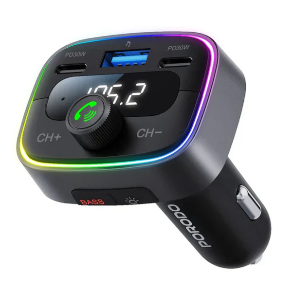 Porodo Dual Pd 30W Bluetooth Fm Transmitter With Usb Disk Reading