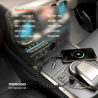 Porodo 95W Car Charger - Black