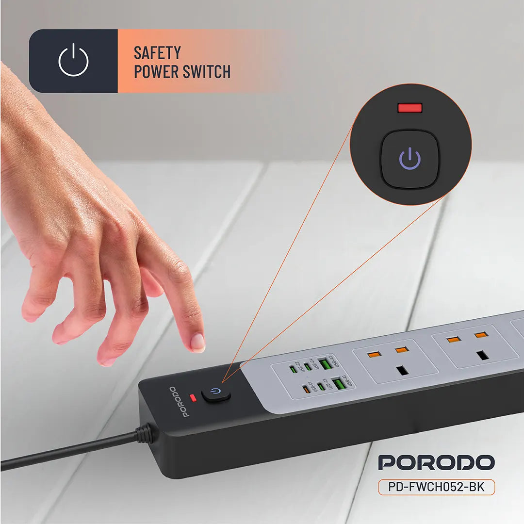Porodo 3Ac-45W -300W Power Strip