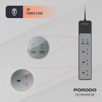 Porodo 3Ac-45W -300W Power Strip