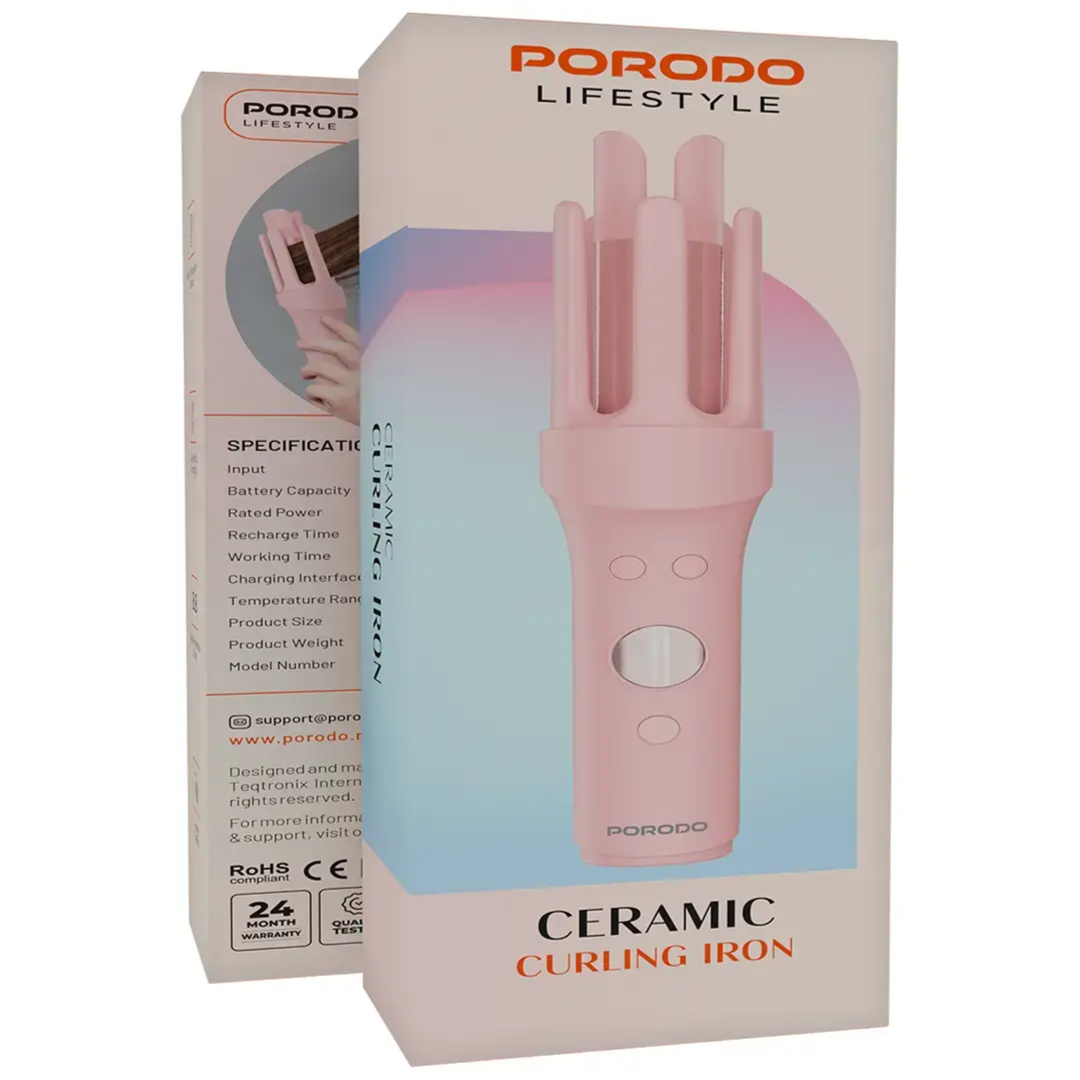 Porodo Lifestyle Ceramic Curling Iron - Pink