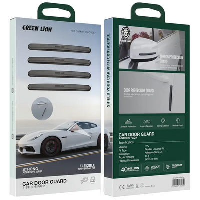 Green Lion Car Door Guard 4-Strip Pack - Black