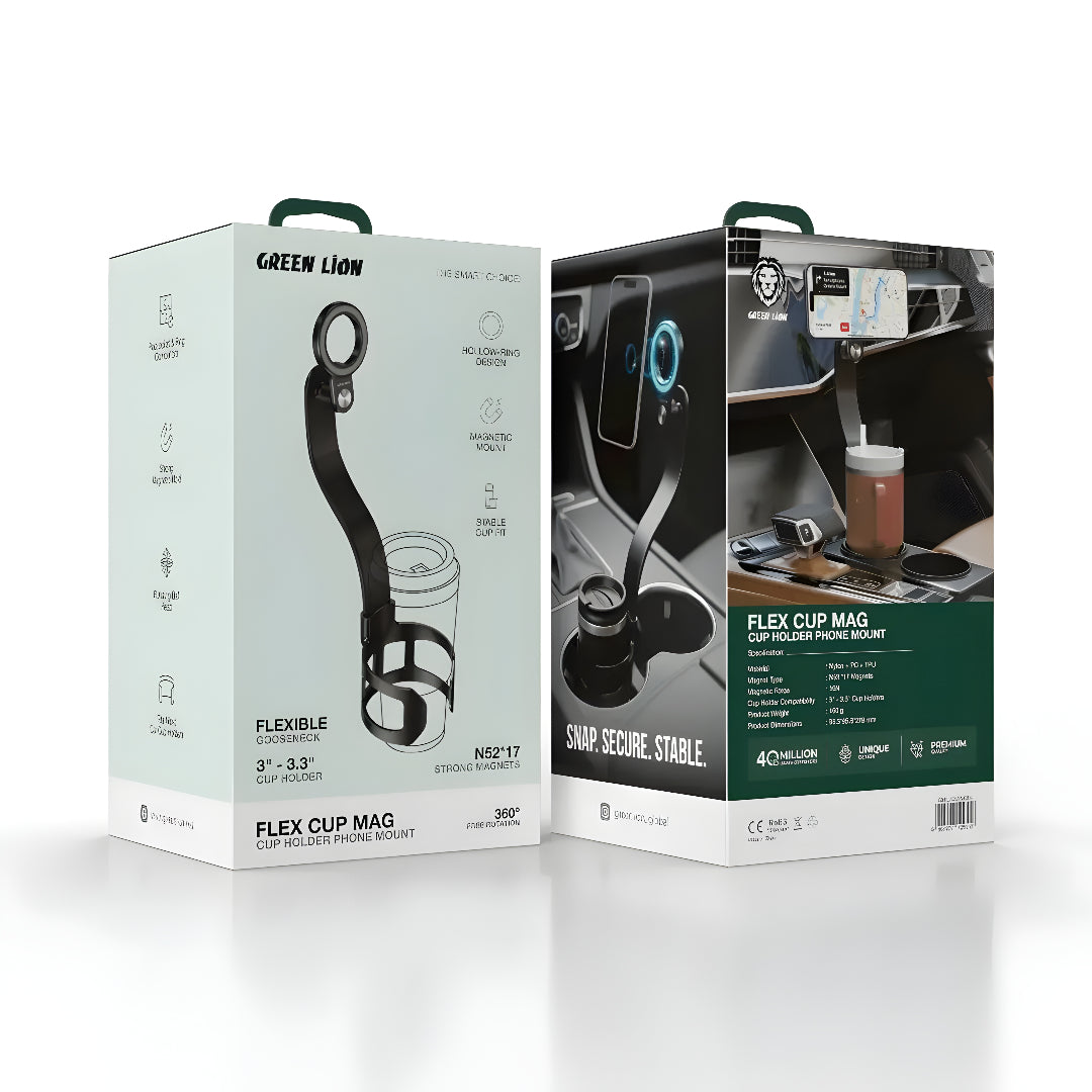 Green Lion Flex Cup Mag - Cup Holder Phone Mount - Black