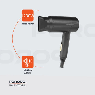 Porodo Lifestyle 1200W Foldable Hair Dryer 1.8M Cable