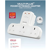 Moxedo Multi-Plug Pro Power Extension Adapter-2Usb-C