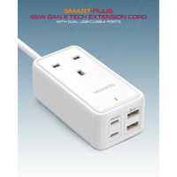 Moxedo Smart-Plug 65W Gan Iii Tech Extension Cord 5 In 1