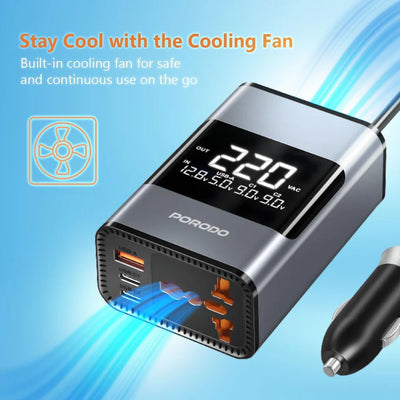 Porodo Universal Ac Car Power Inverter - Pdfwch067