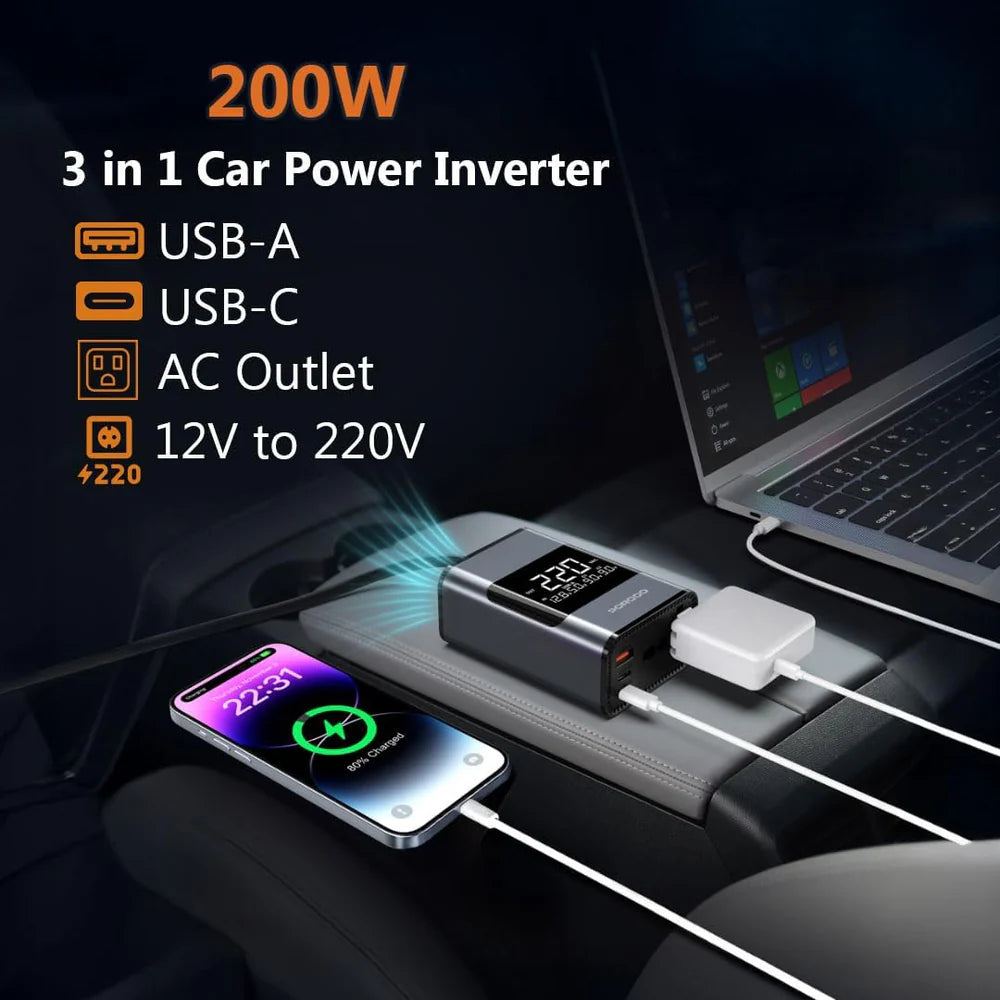 Porodo Universal Ac Car Power Inverter - Pdfwch067