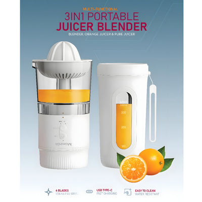 Moxedo 3 In 1 Portable Juicer Blender Usb-C Wireless Mini Blender