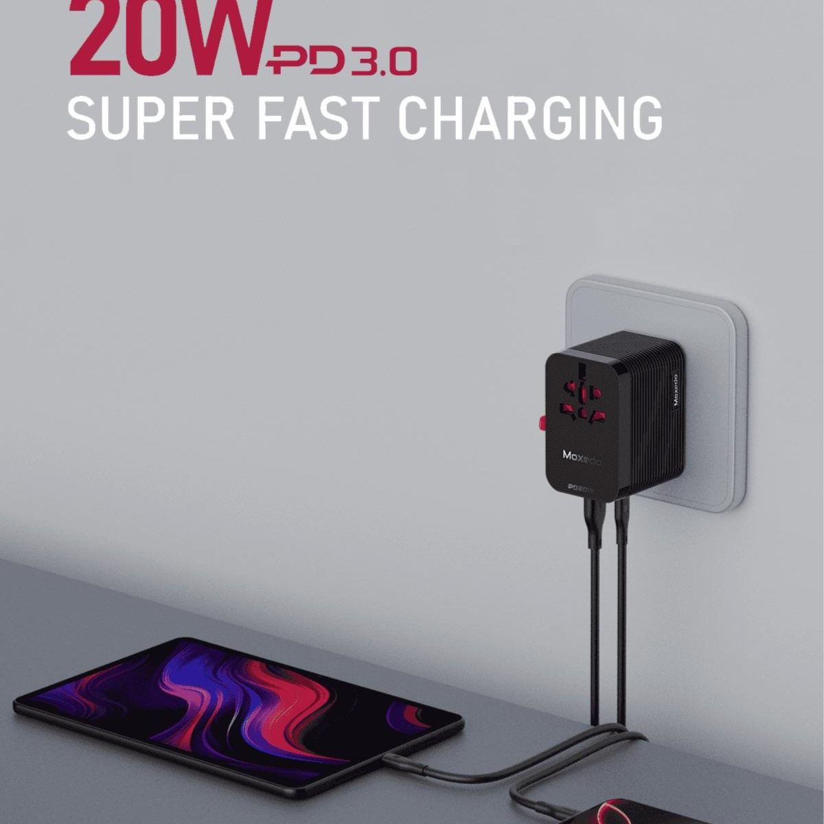 Moxedo Universal-Plug+ 20W Gan Travel Adapter