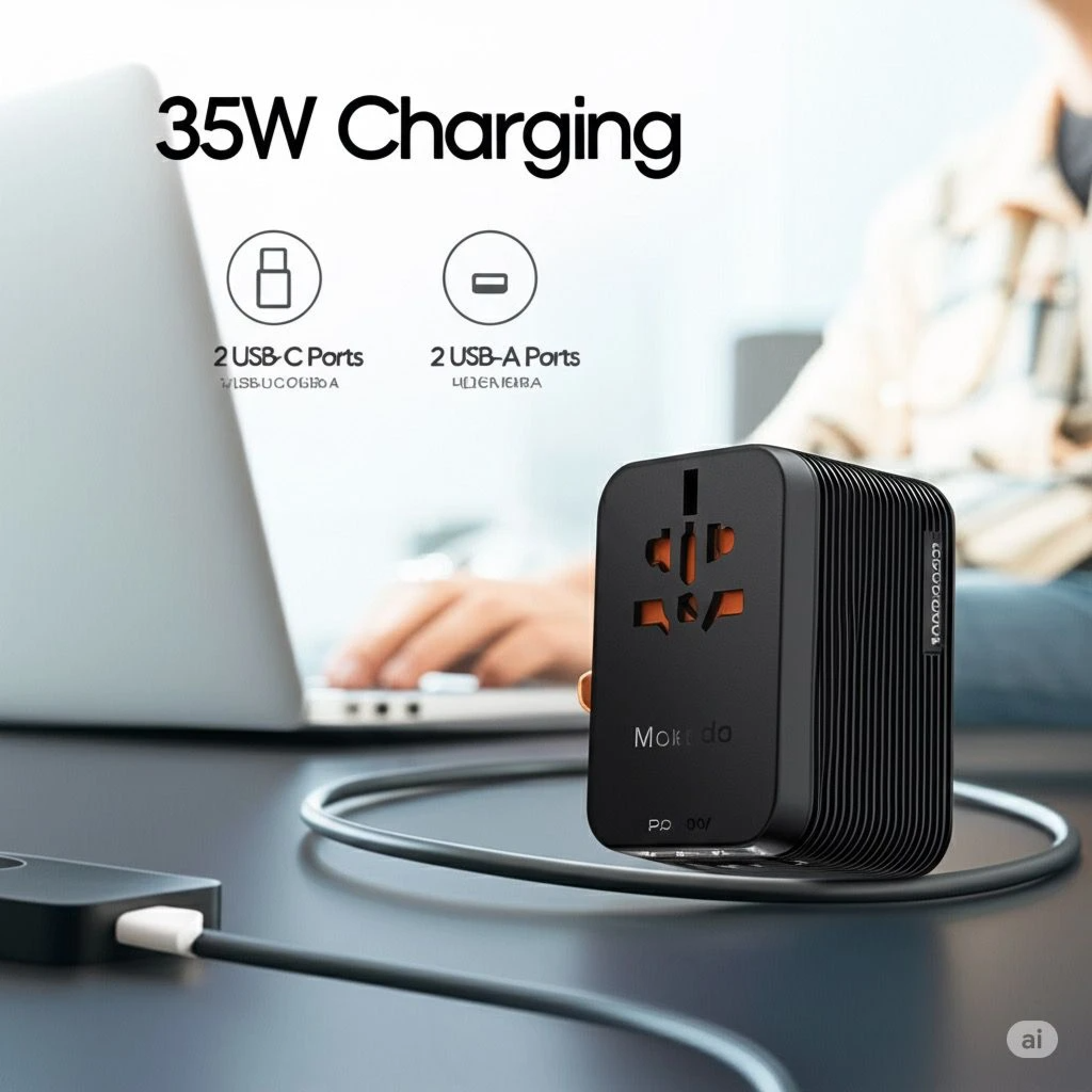 Moxedo Universal-Plug+ 35W Gan Travel Adapter