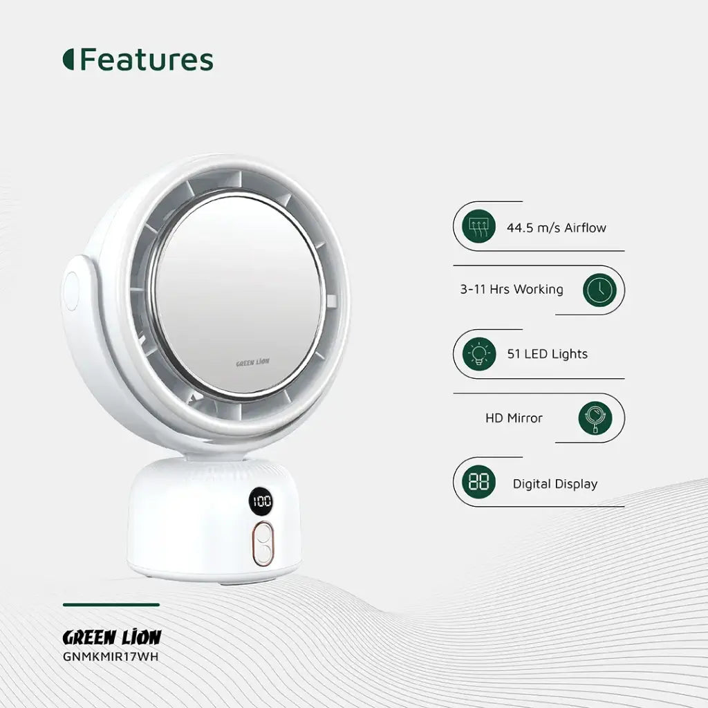 Green Lion Makeup Mirror Fan