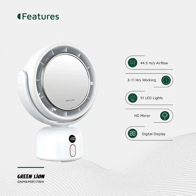 Green Lion Makeup Mirror Fan