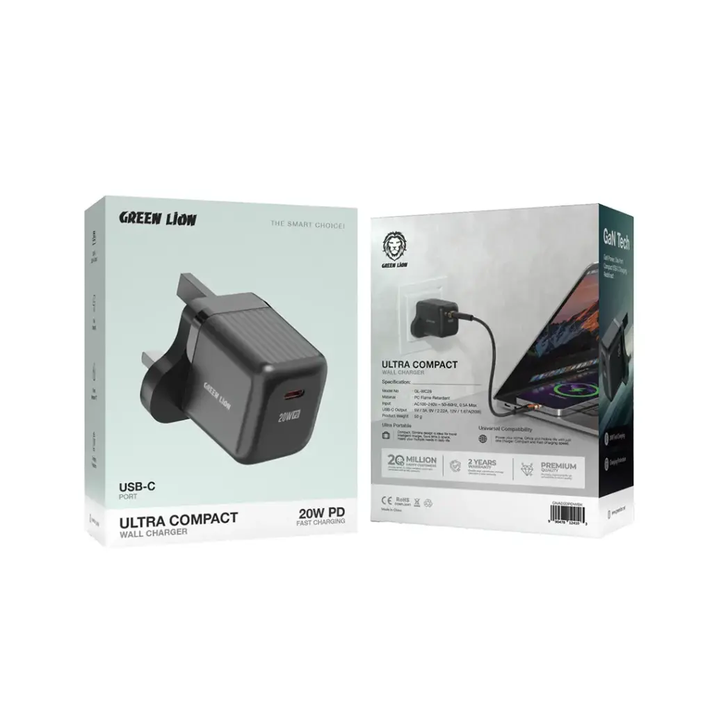 Green Lion Ultra Compact Gan Wall Charger 20W