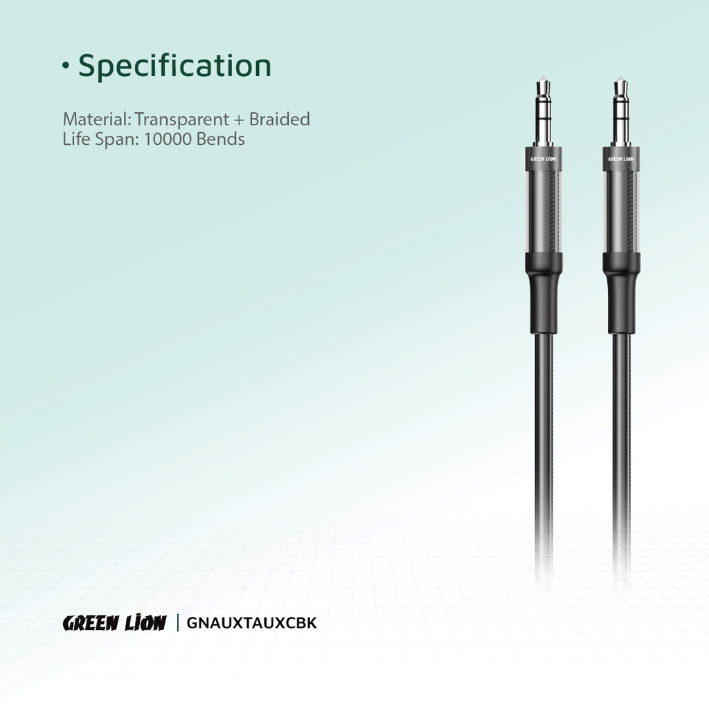 Green Lion Aux To Aux Braided Cable 1M - Black