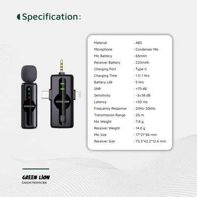 Green Lion 3 In 1 Noise Cancellation Microphone