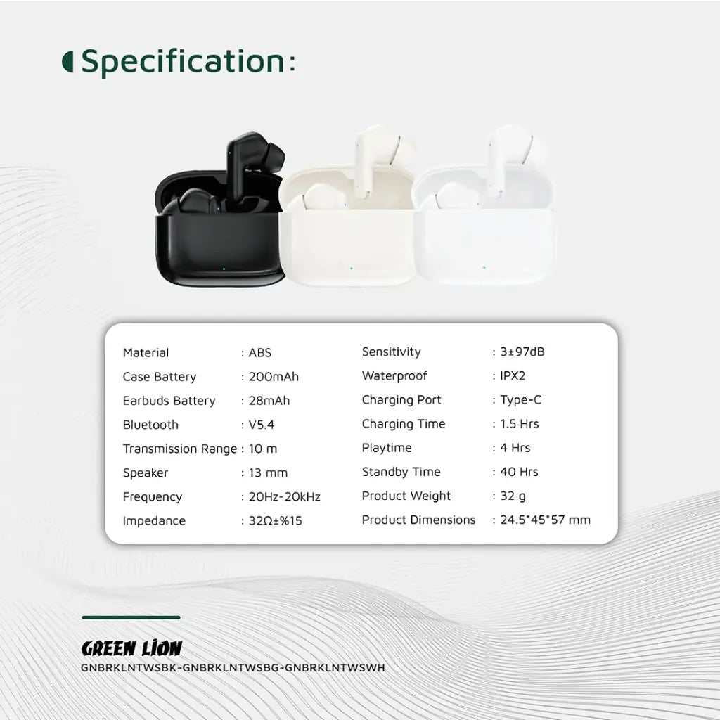 Green Lion Brooklyn True Wireless Earbuds