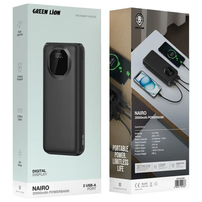 Green Lion Nairo 20000Mah Power Bank - Black