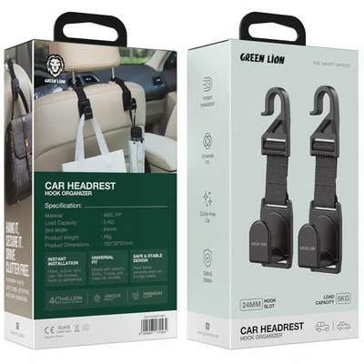 Green Lion Car Headrest Hook Organizer