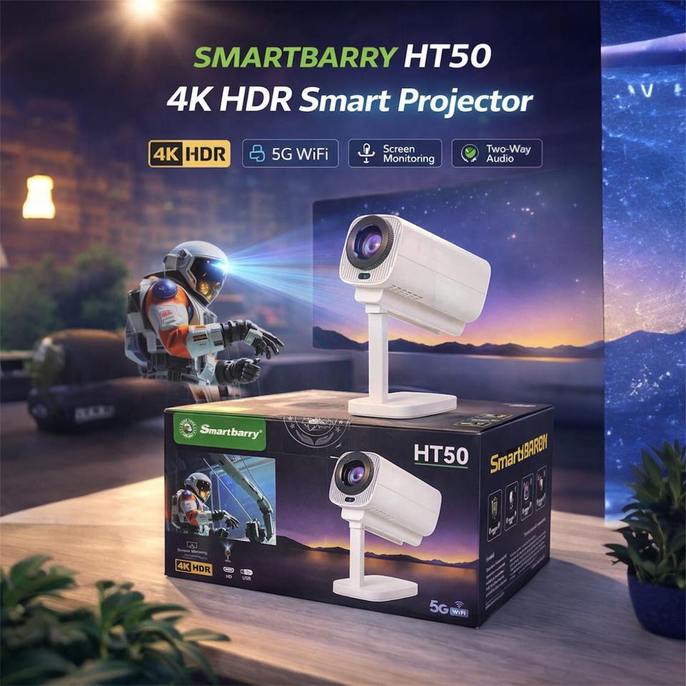 Smartbarry Ht50 4K Hdr Projector With 5G Wifi And Screen Mirroring