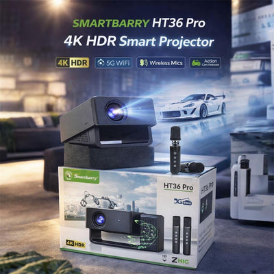 Smartbarry Ht36 Pro 4K Hdr Projector With Wireless Microphone