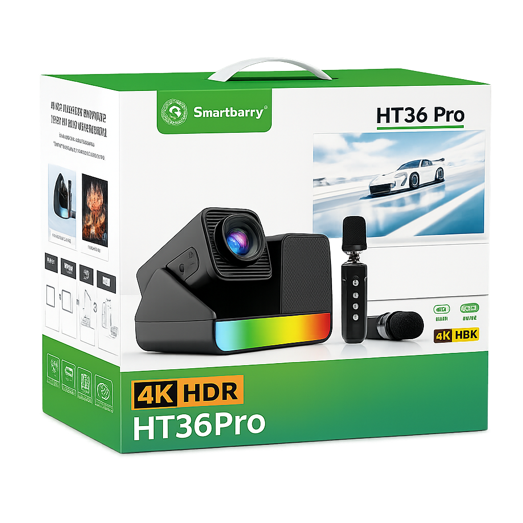 Smartbarry Ht36 Pro 4K Hdr Projector With Wireless Microphone